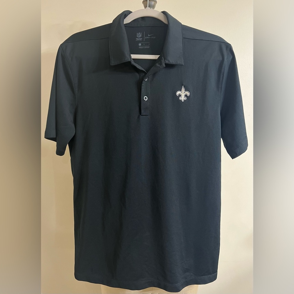 Nike Black New Orleans Saint Polo With Embroidered Logo Size L